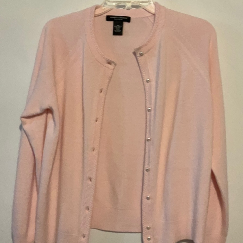 Vintage Goodclothes Petite Cardigan Sweater Baby Pink Size PM Round Neck Button